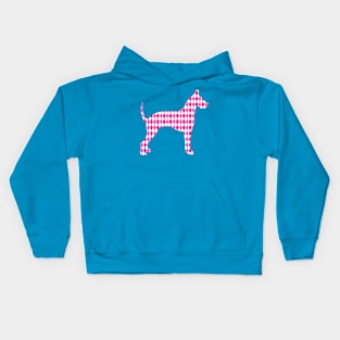 Pink Harlequin Great Dane Silhouette Kids Hoodie